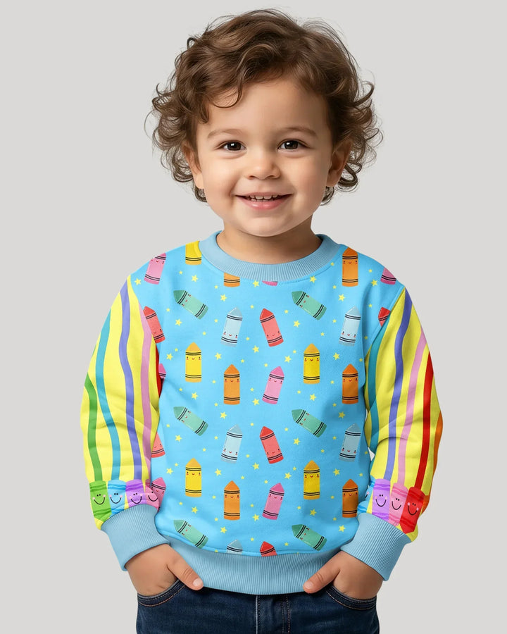 Happy Crayon Friends Bamboo Crewneck Sweatshirt