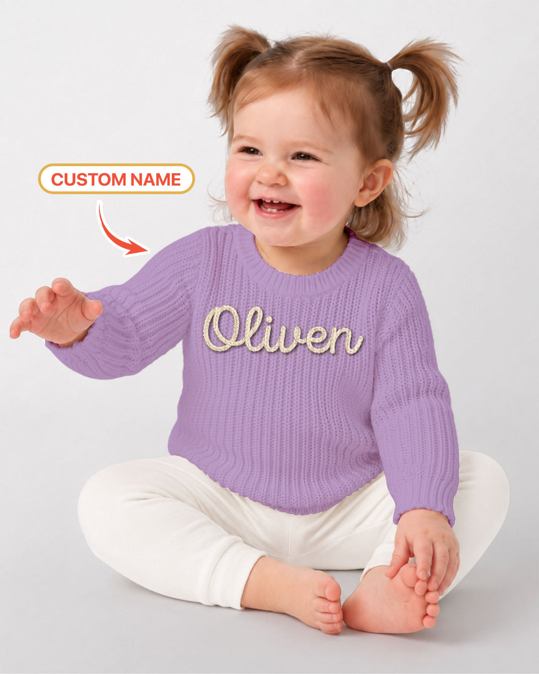 Embroidered Baby Name Bamboo Knit Sweater Bubble