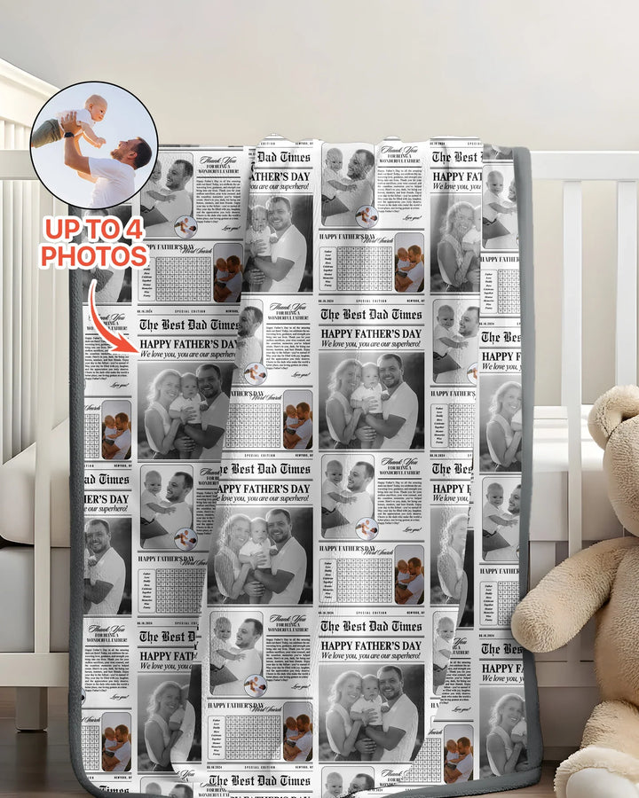 Custom Photo The Best Dad Times Bamboo Blanket