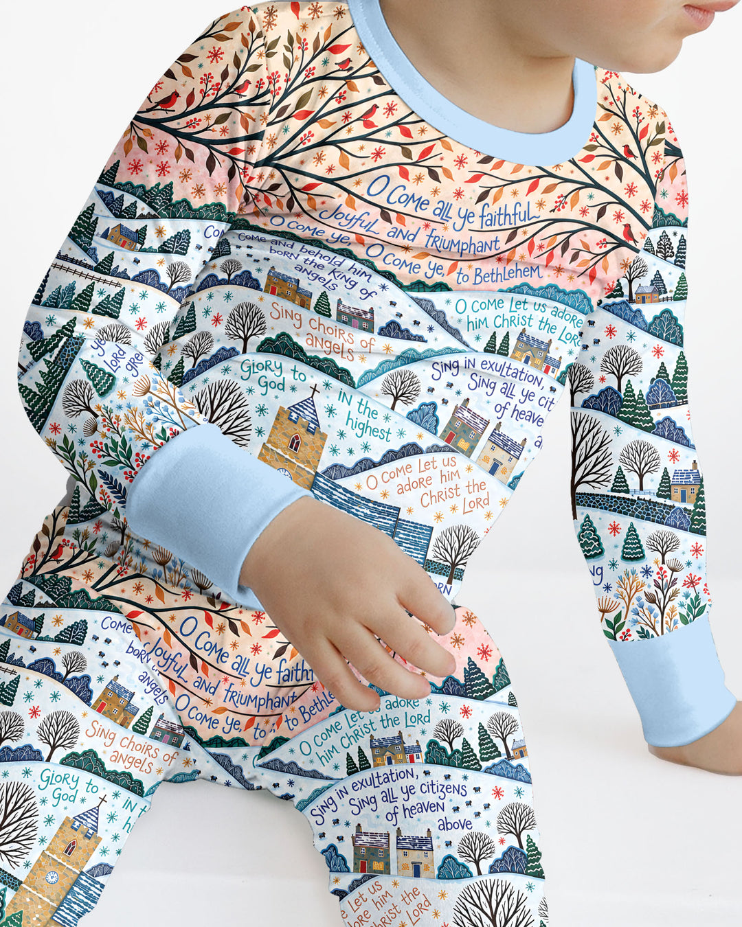 Oh Come Let Us Adore Him Bamboo Two Piece Long Sleeve Pajama Set