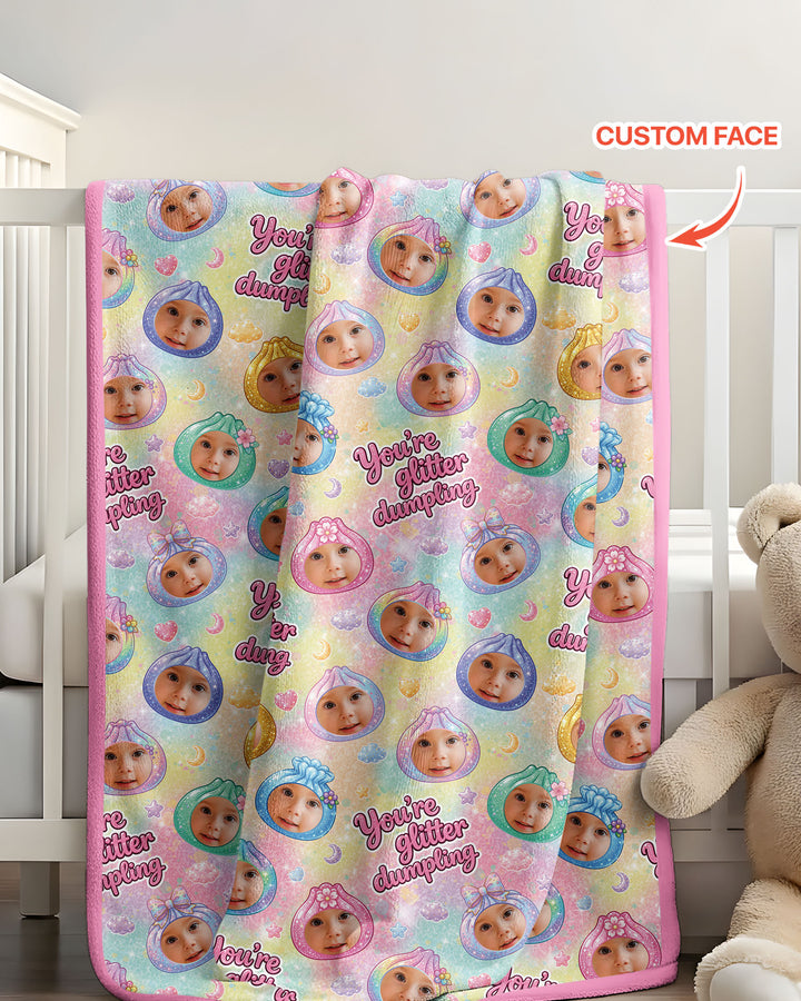 Custom Photo You're Glitter Dumpling Bamboo Blanket