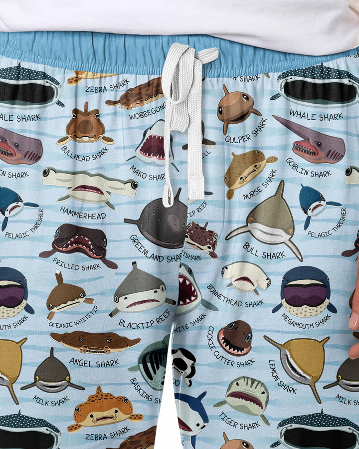 Shark Faces Bamboo Men's Pajama Set