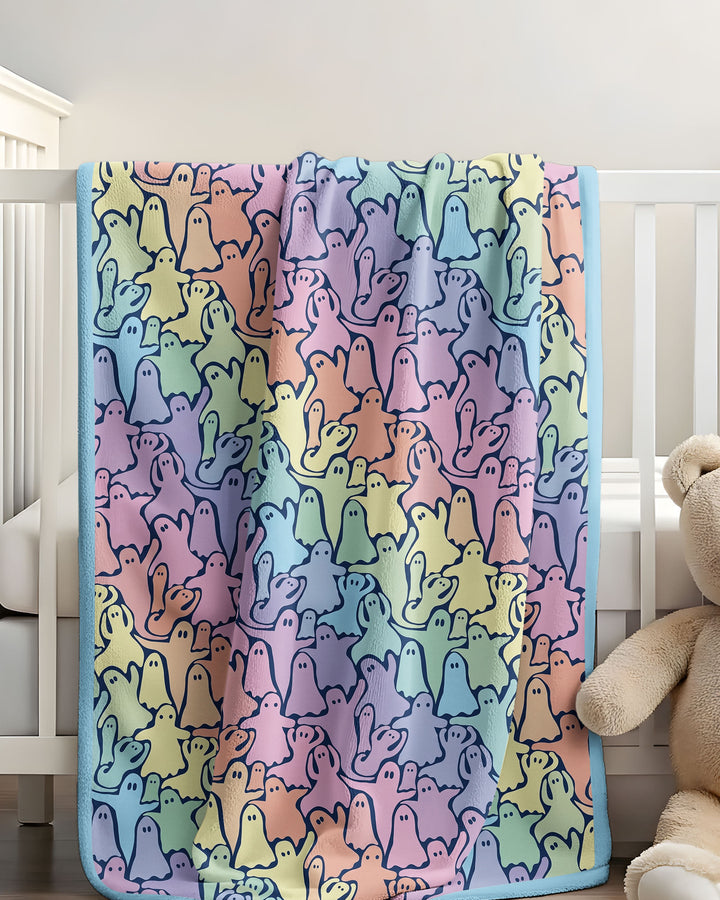 Pastel Rainbow Ghost Halloween Bamboo Blanket