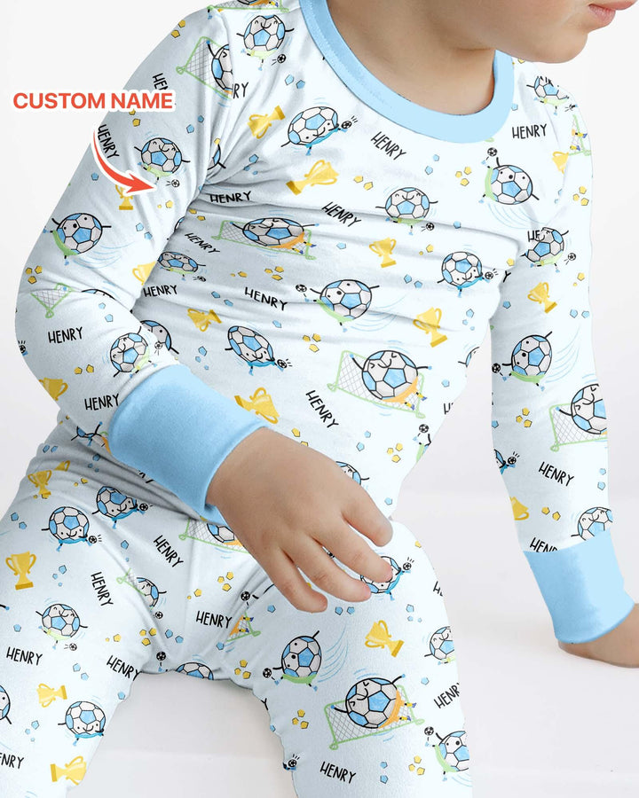 Custom Name Soccer Dad Team Matching Two Piece Long Sleeve Pajama Set