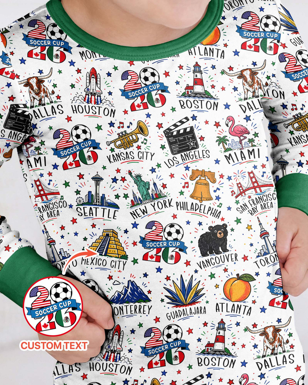 2026 Soccer Cup Host Citties Bamboo Two Piece Long Sleeve Pajama Set