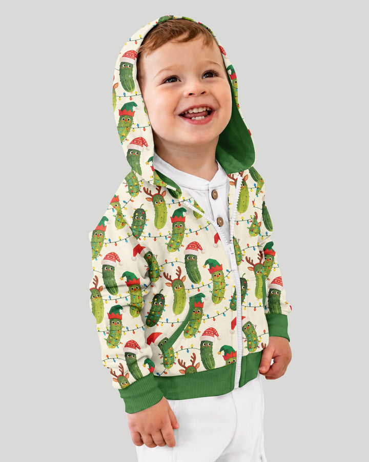 Cheerful Christmas Pickle Bamboo Zip Hoodie