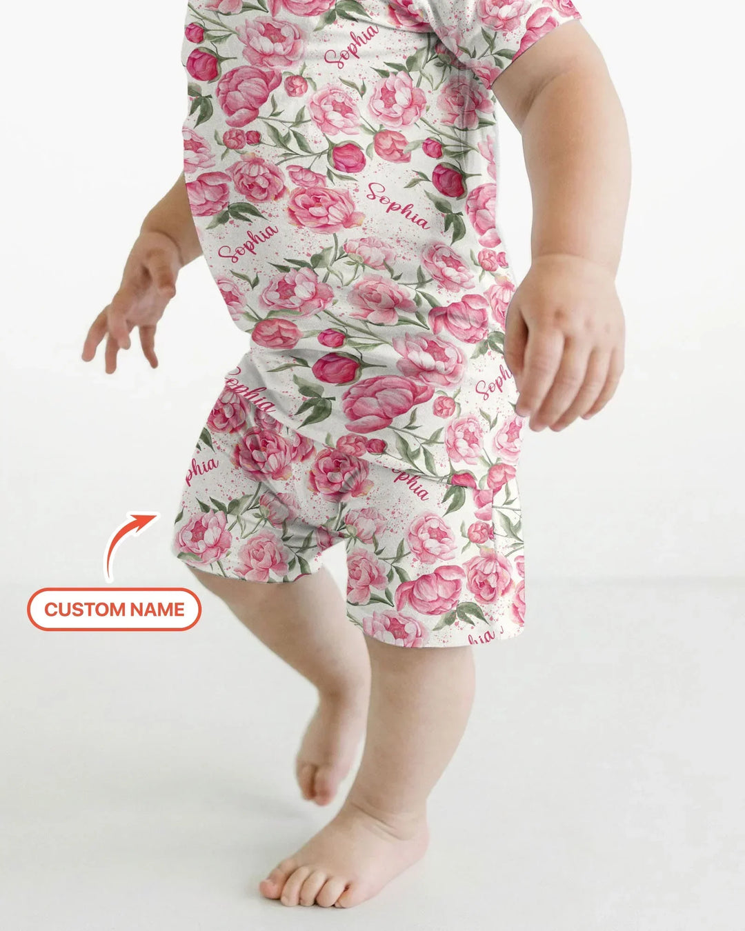Custom Name Birth Month Flowers Bamboo Two Piece Short Sleeve Shorts Pajama Set
