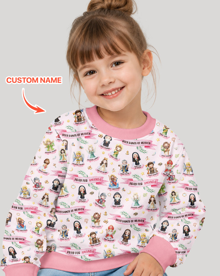Sudadera de cuello redondo de bambú con nombre personalizado "Holy Saints of Heaven"