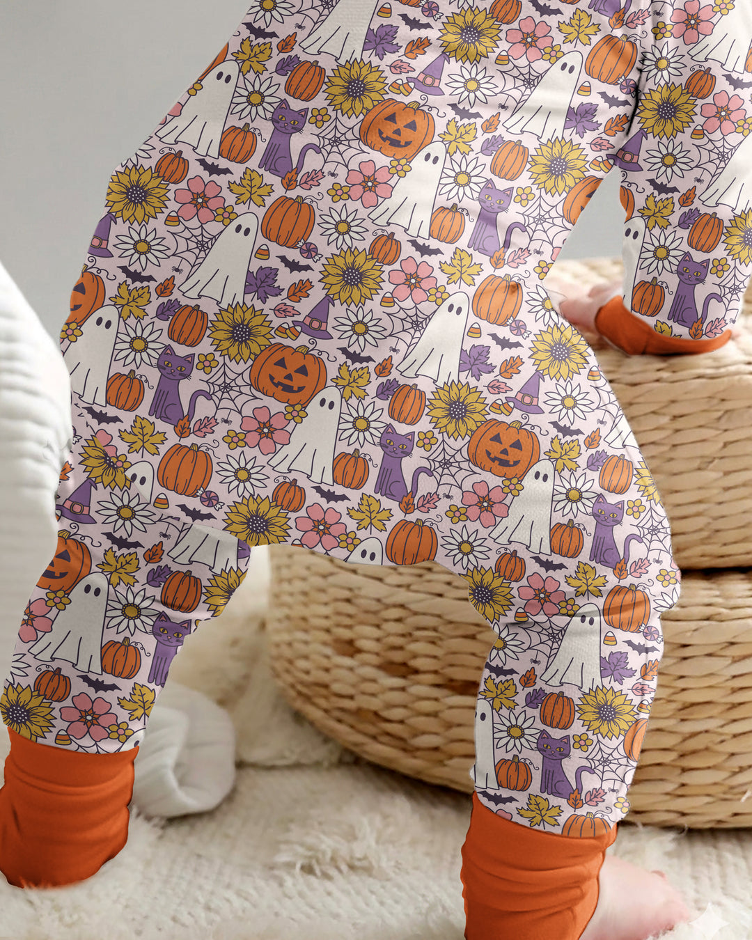 Ghost Pumpkin Fall Floral Halloween Bamboo Convertible Zippy