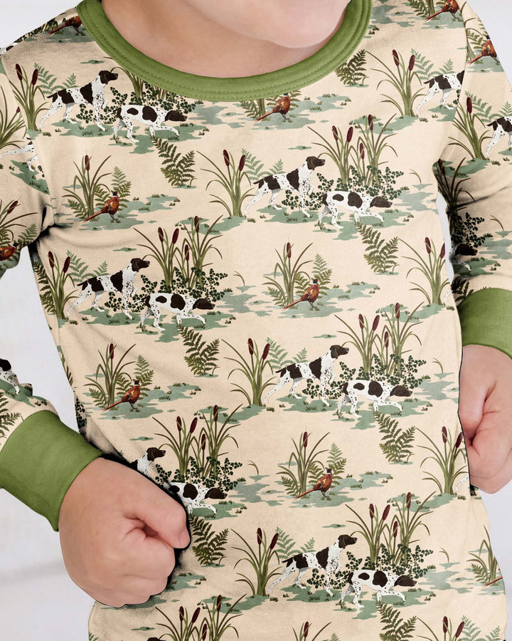 Vintage Pheasant & Hunting Dog Field Family Matching Bamboo Two Piece Long Sleeve Pajama Set