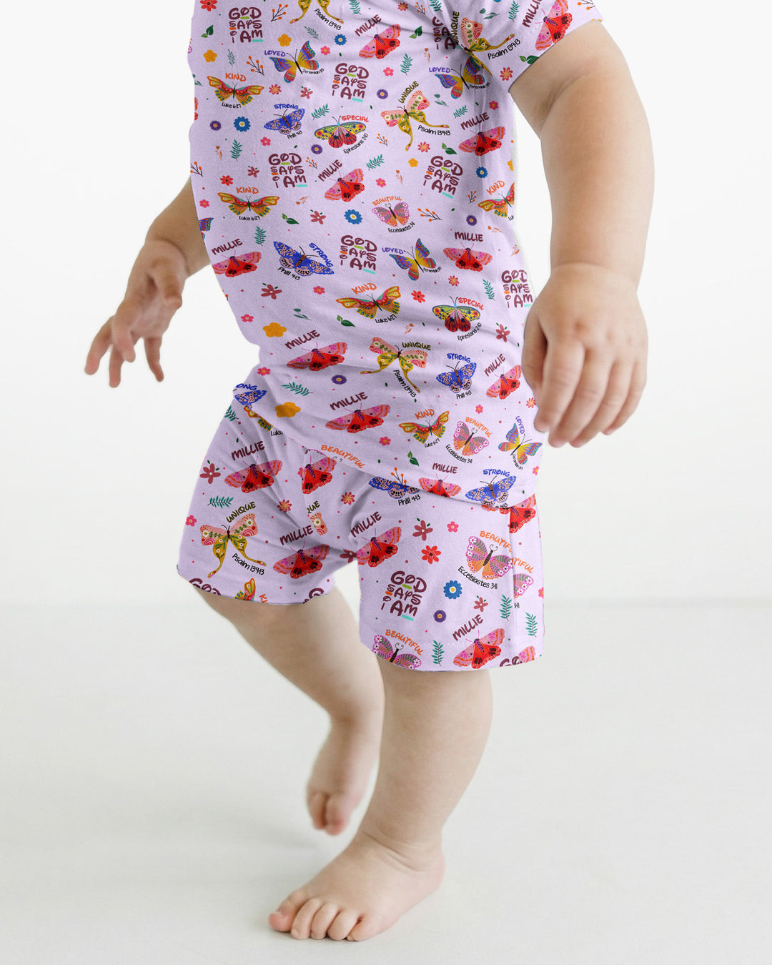 Custom Name God says I am Butterfly Bamboo Two Piece Short Sleeve Shorts Pajama Set