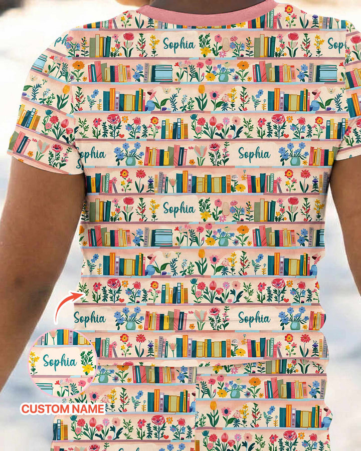 Personalized Book Lover Bamboo Two Piece Short Sleeve Pajama Set