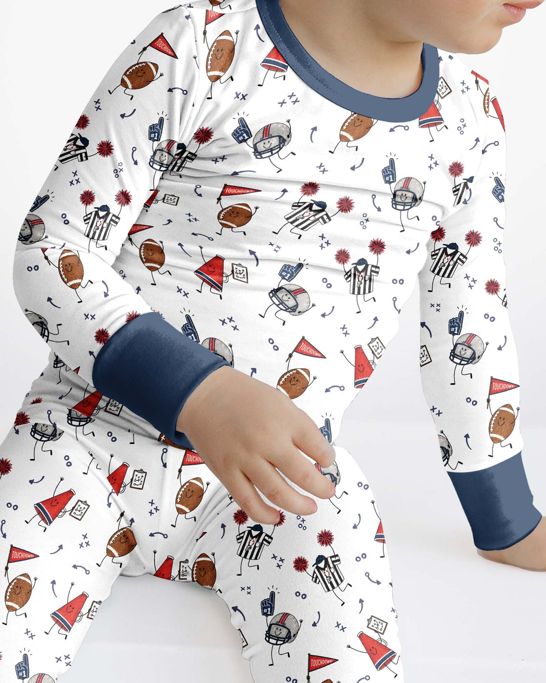 Happy Football Doodles Bamboo Two Piece Long Sleeve Pajama Set