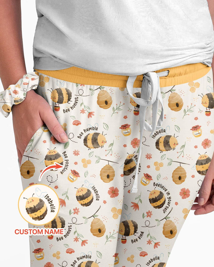 Bee Kind Custom Name Bamboo Women Pajama Set