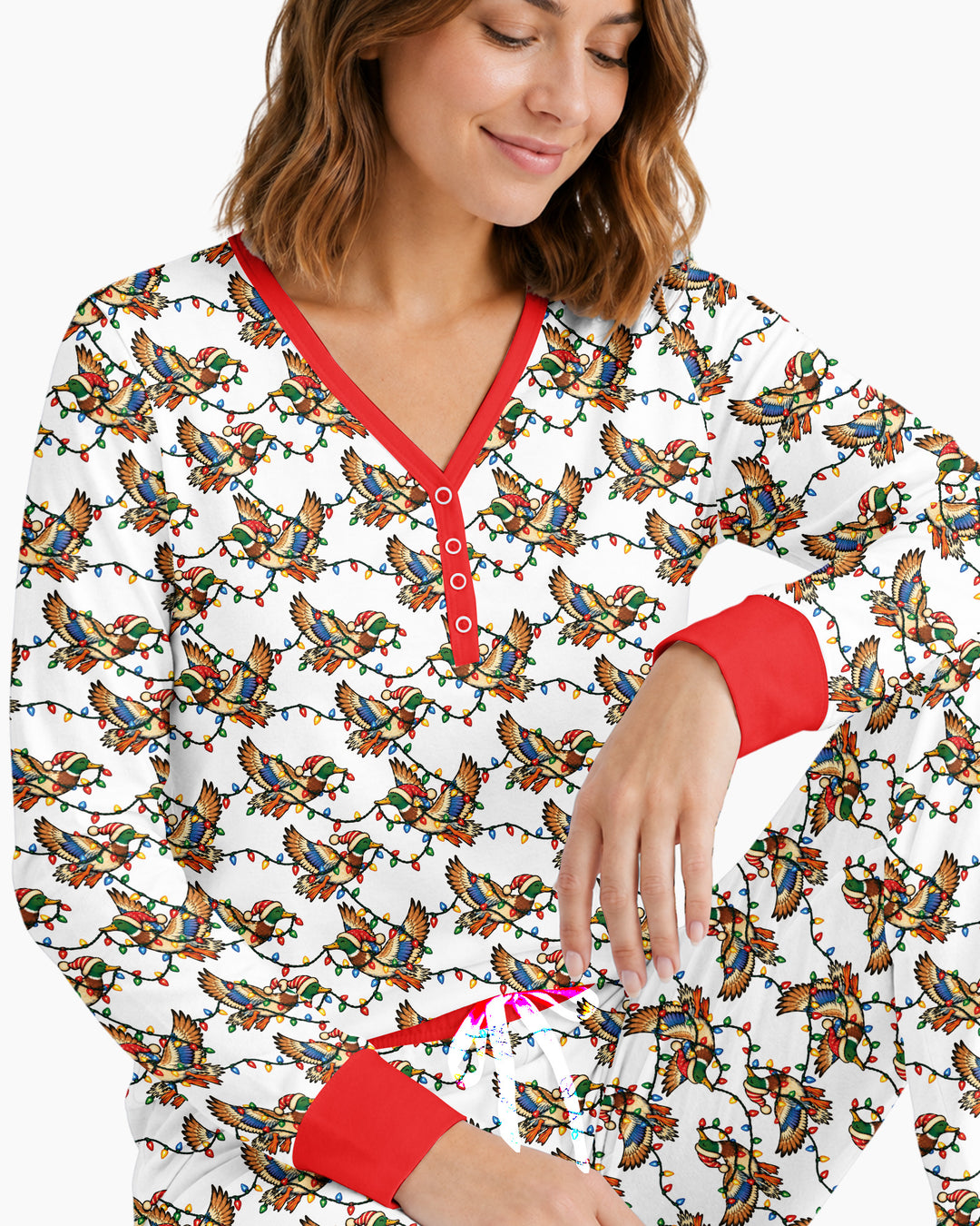 Preppy Christmas Mallard Duck Bamboo Women Pajama Set
