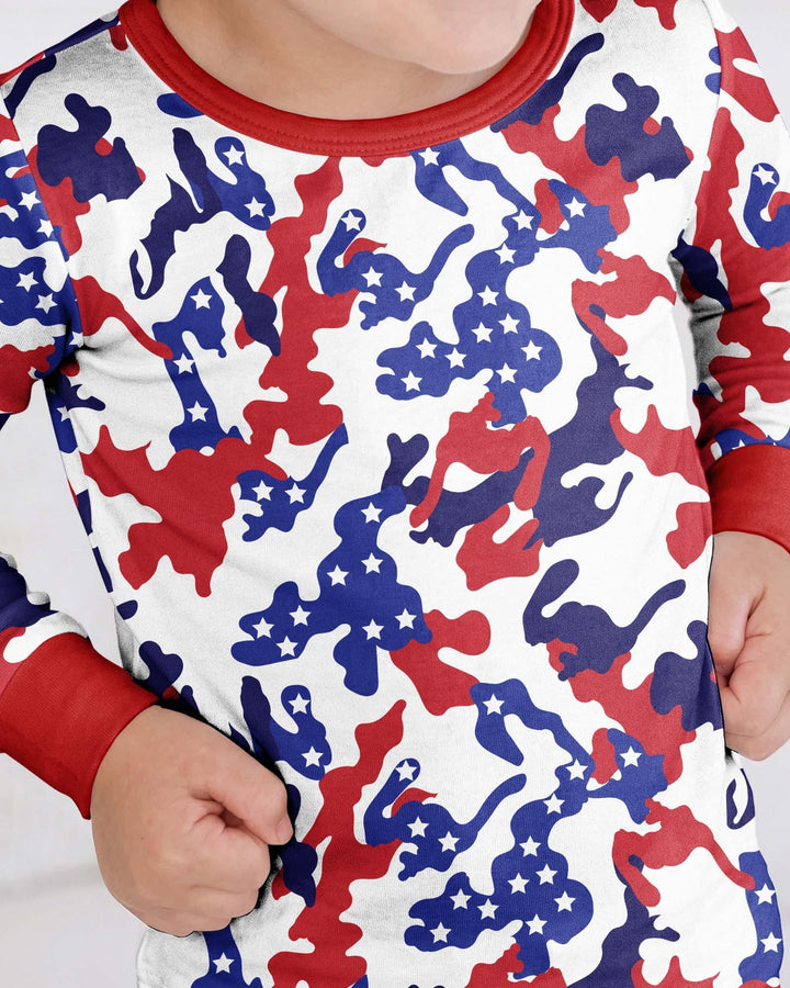 Patriot Camo Daddy & Me Matching Bamboo Two Piece Long Sleeve Pajama Set