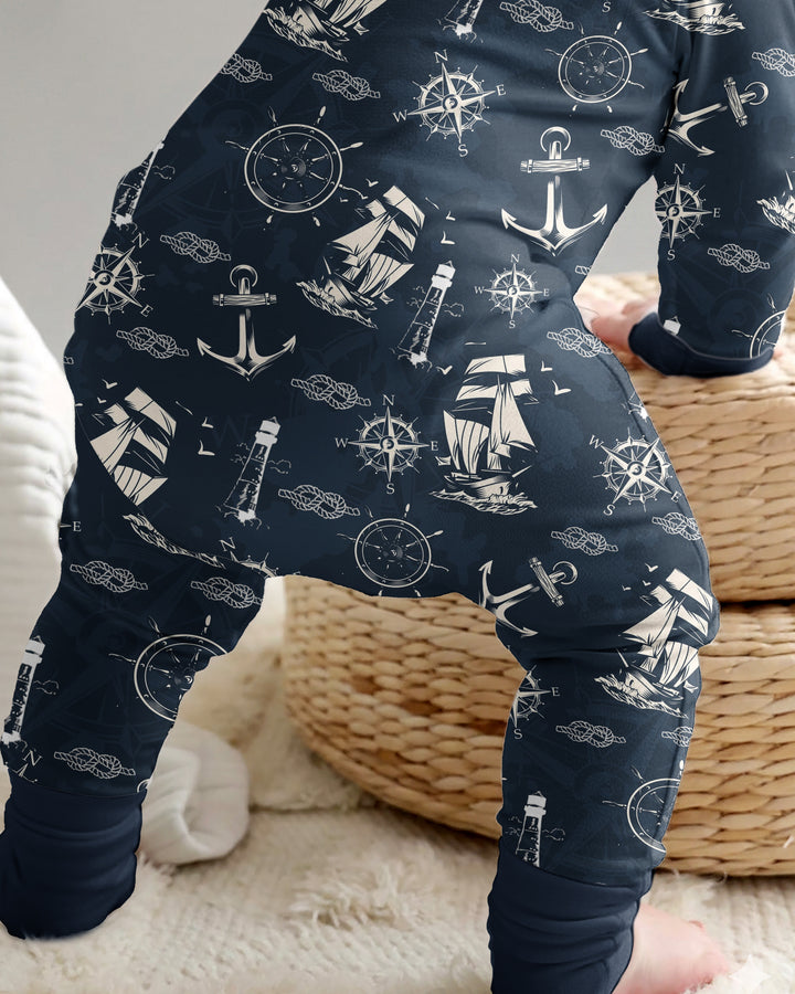 Vintage Nautical Voyage Bamboo Convertible Zippy