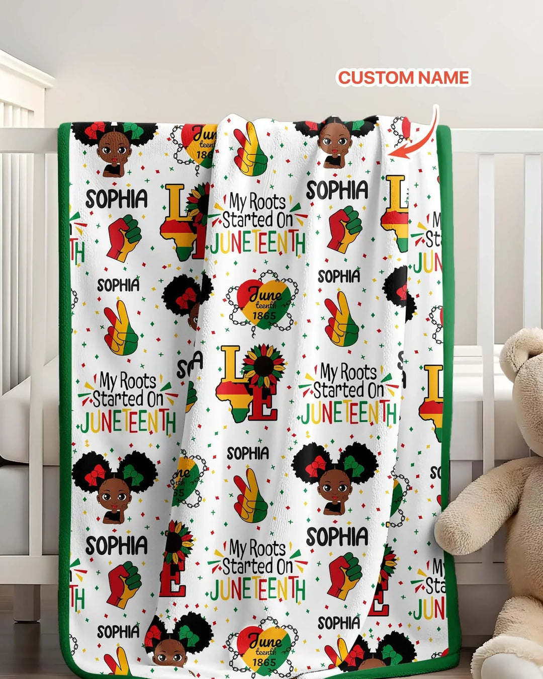 Custom Name My Roots Started On Juneteenth Bamboo Blanket