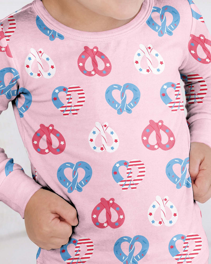 4th of July Pretzel  Bamboo Two Piece Long Sleeve Pajama Set