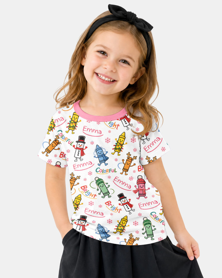 Custom Name Bright & Colorful Bamboo Crewneck T-Shirt