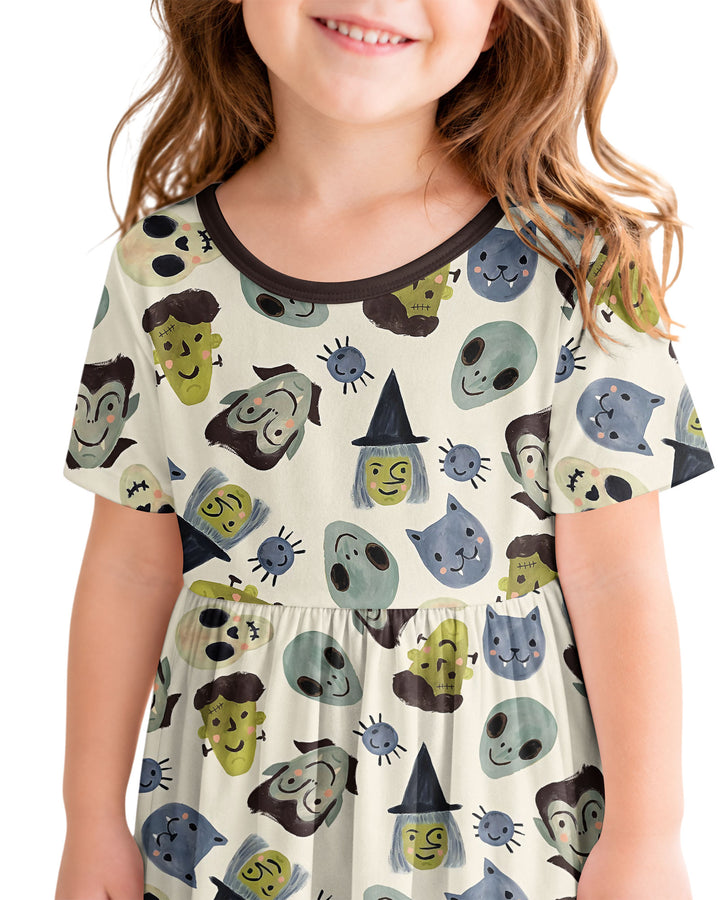 Halloween Face Bamboo Twirl Dress