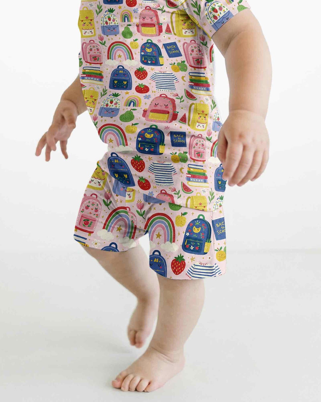 Sweet Rainbow School Adventure Bamboo Two Piece Short Sleeve Shorts Pajama Set