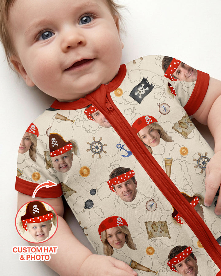 Custom Photo Treasure Map Adventures Family Matching Bamboo Shorty Zippy
