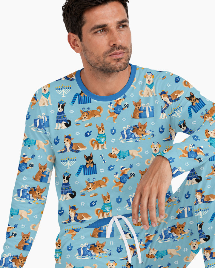 Hannukkah Protected by A Canaan Dog Bamboo Men's Pajama Set