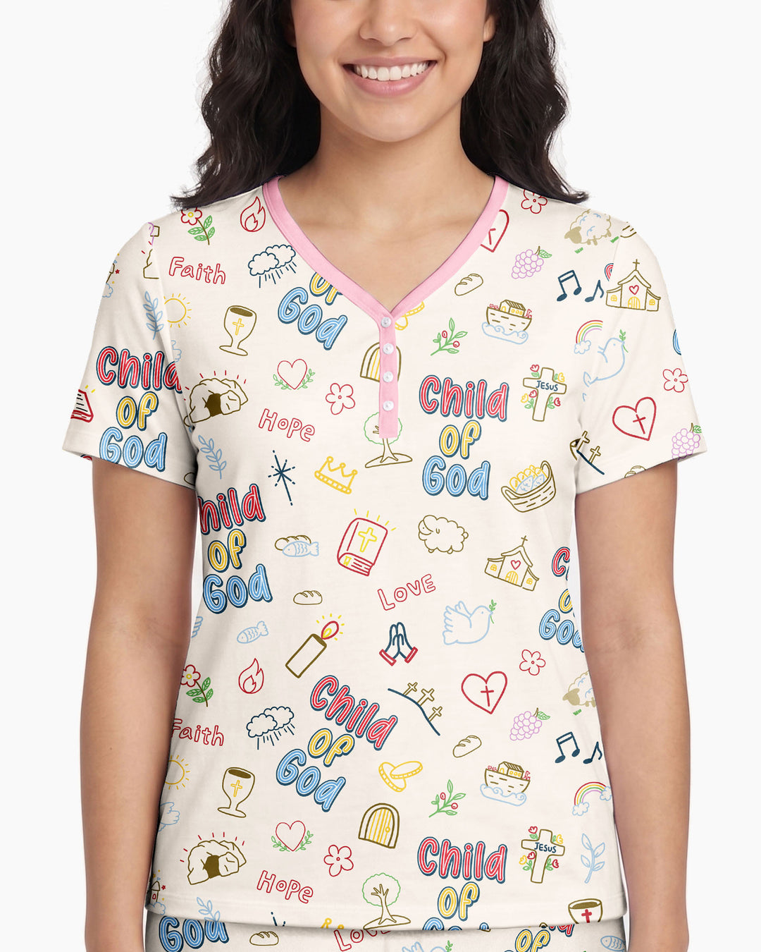 A Child Of God Family Matching Bamboo Women Short Sleeve Short Pajama Set