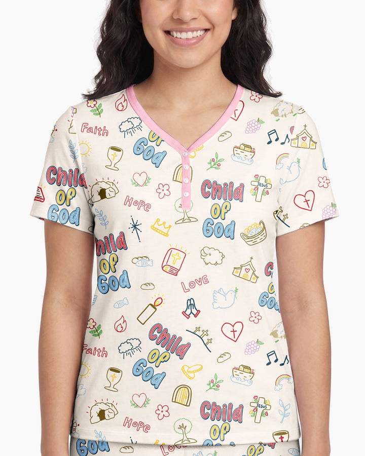 A Child Of God Family Matching Bamboo Women Short Sleeve Short Pajama Set