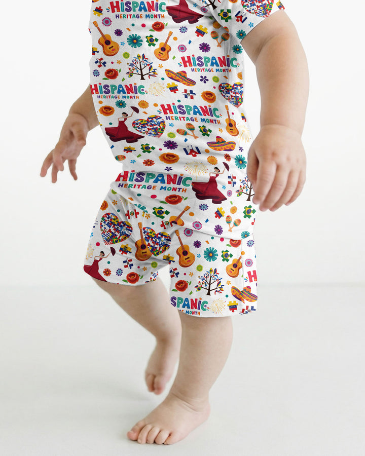 Fiesta Hispanic Heritage Month Bamboo Two Piece Short Sleeve Shorts Pajama Set