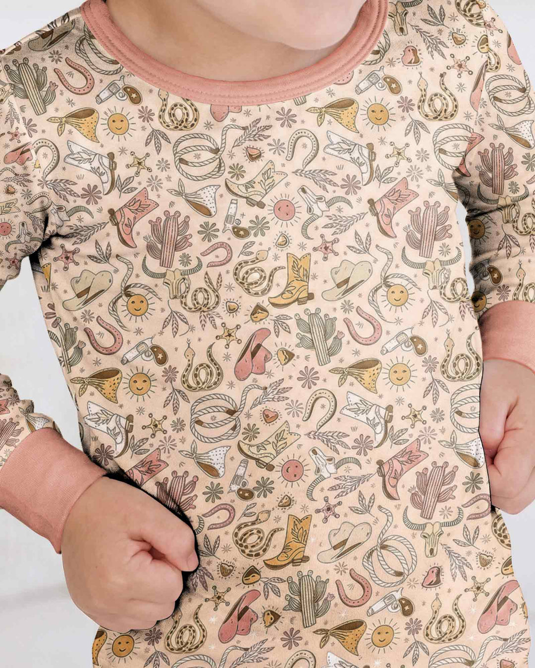 Doodly Cowboy Bamboo Two Piece Long Sleeve Pajama Set