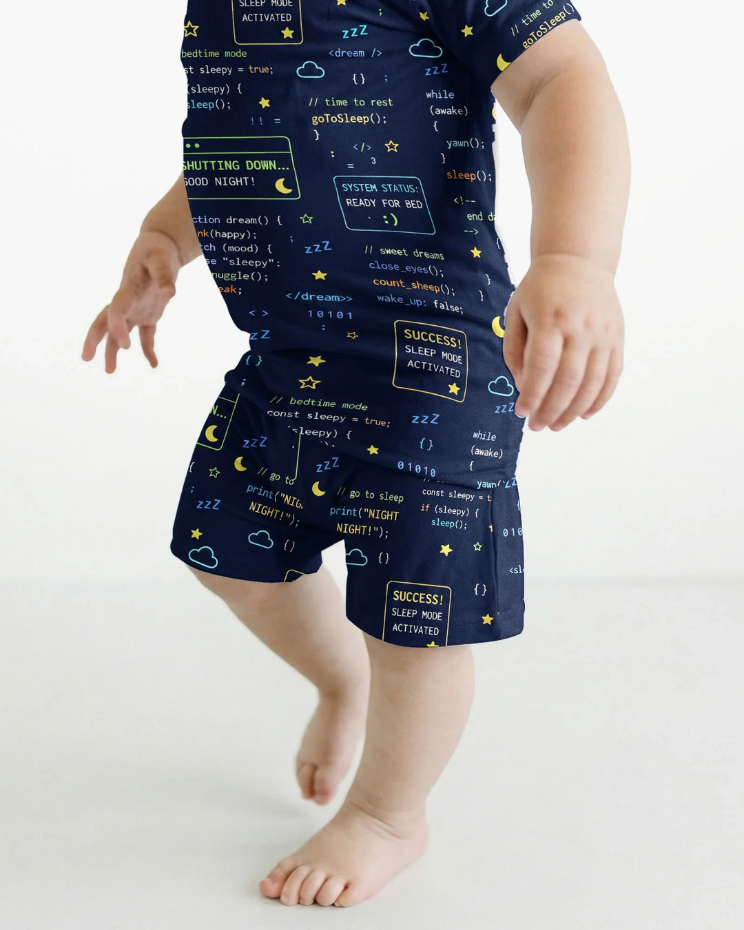 Pijama de dos piezas de bambú de manga corta con pantalón corto "It Techy Job Matching" para padre e hijo
