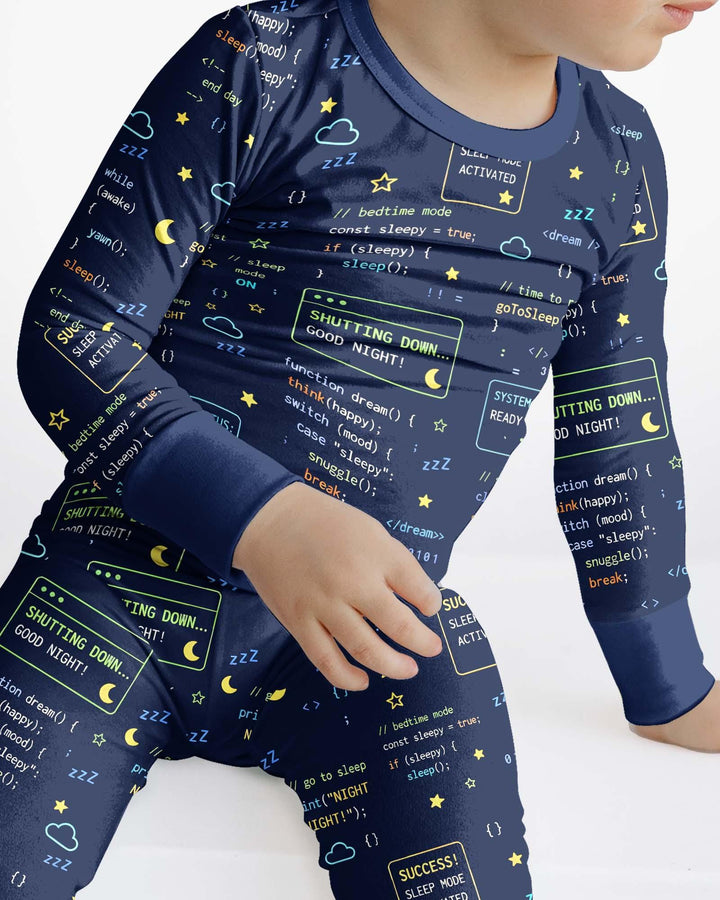 Pijama de dos piezas de bambú de manga larga para padre e hijo, con diseño de "It Techy Job Matching"
