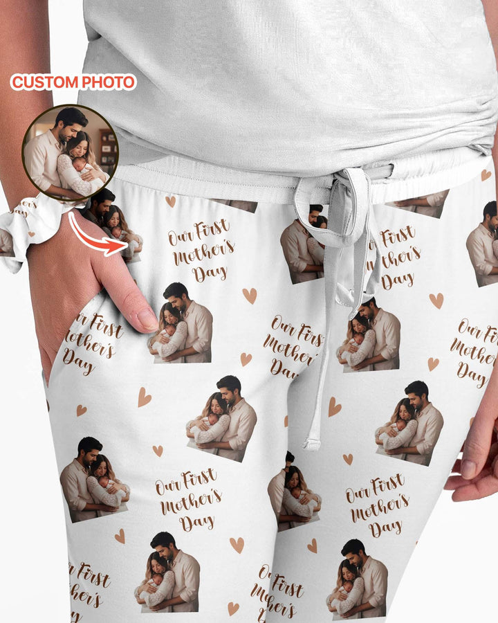 Custom Photo Our First as Parents Bamboo Women Pajama Set