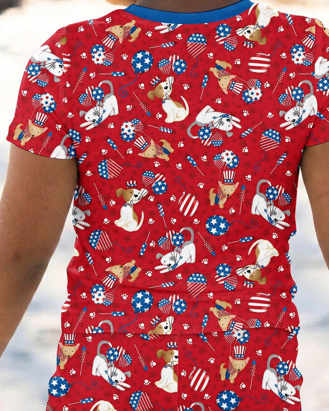 Red, White & Woof Family Matching Bamboo Two Piece Short Sleeve Pajama Set