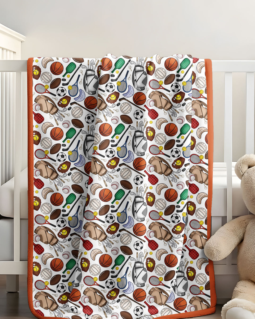 White Sports Equipment Bamboo Blanket