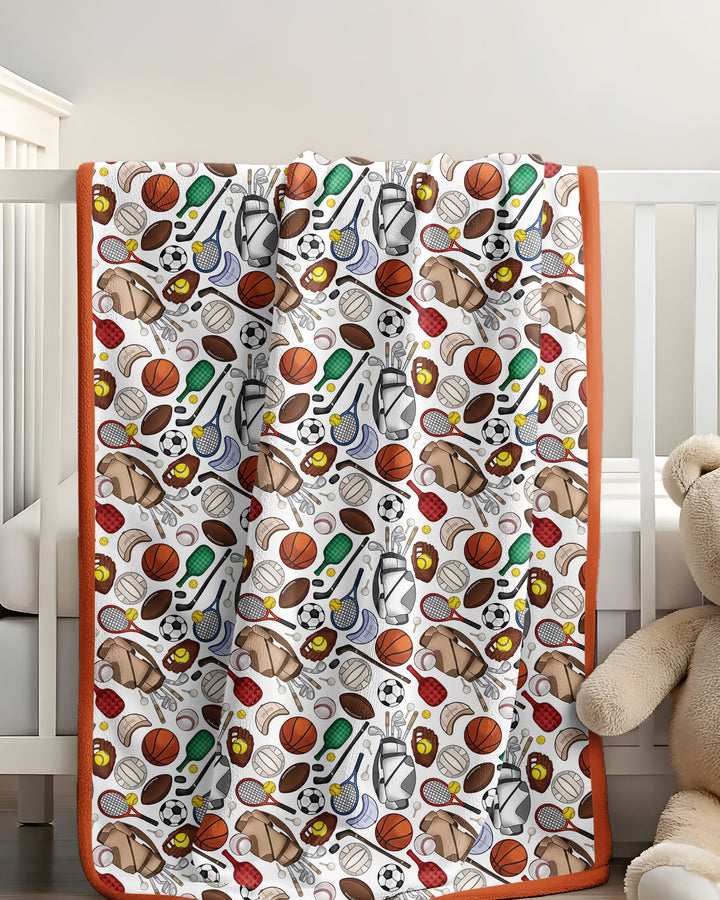 White Sports Equipment Bamboo Blanket