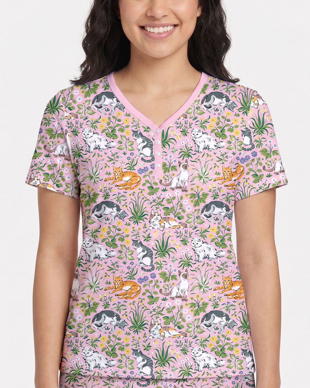 Kitten Garden Family Matching Bamboo Women Short Pajama Set