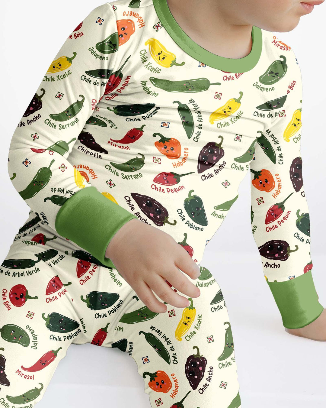 Kawaii  Mexican Chiles Bamboo Two Piece Long Sleeve Pajama Set