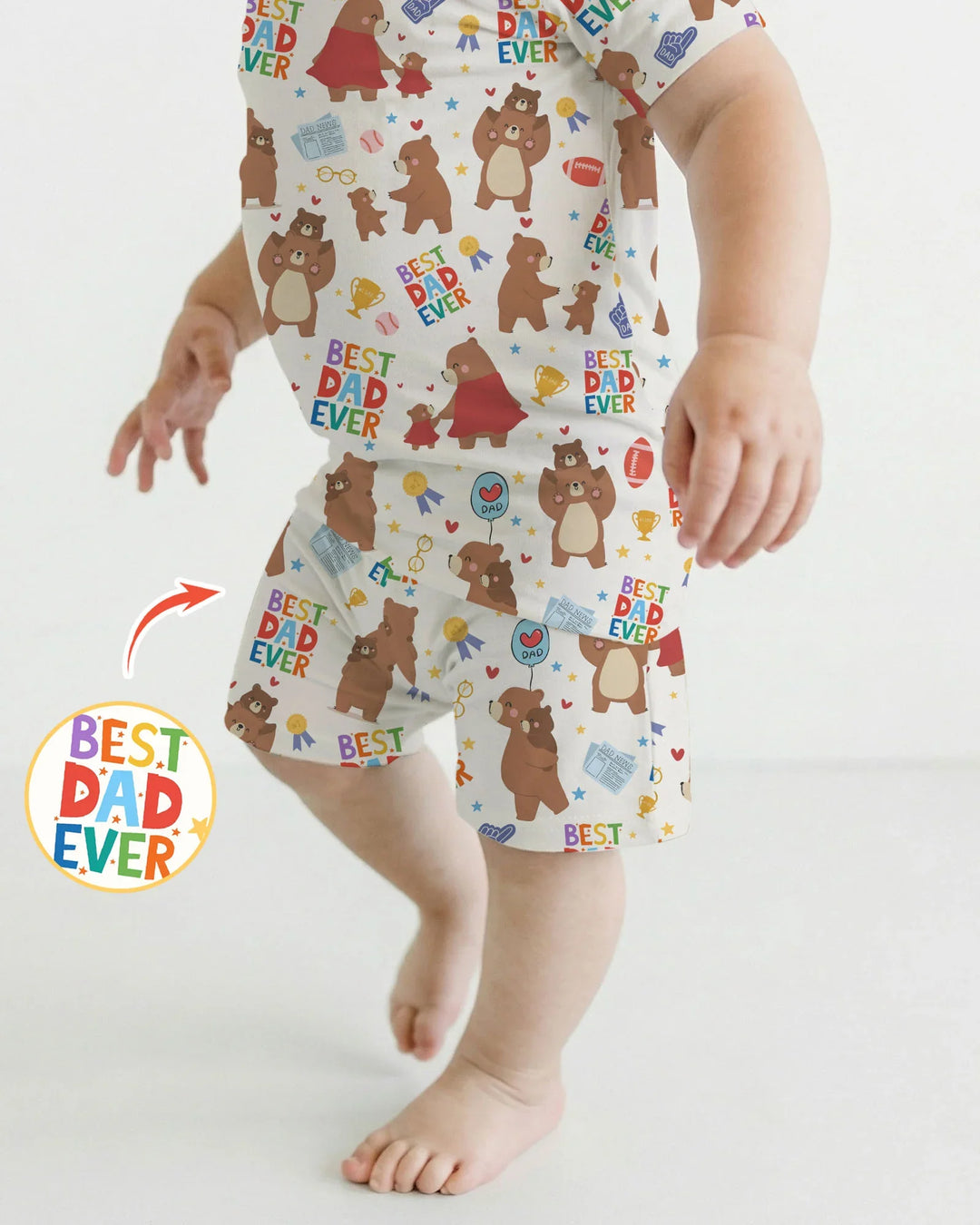 Best Daddy Bear Ever Family Matching Bamboo Two Piece Short Sleeve Shorts Pajama Set