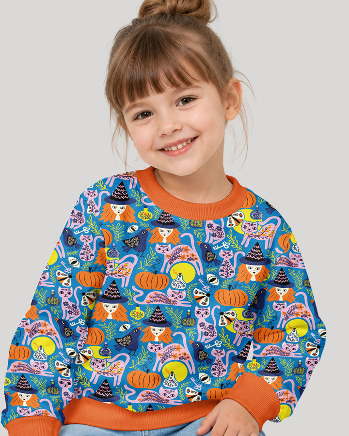 Whimsical Witch Cats Bamboo Crewneck Sweatshirt