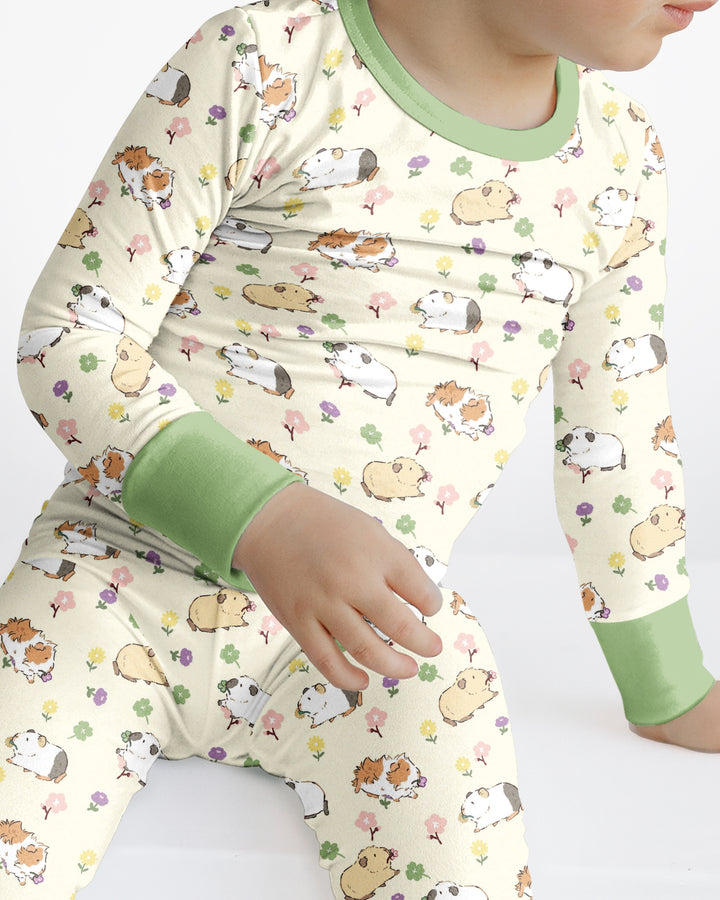 Guinea Pig Garden Bamboo Two Piece Long Sleeve Pajama Set