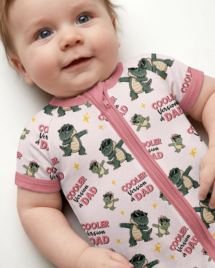 Mono corto de bambú a juego para papá y yo con diseño de dinosaurio molón