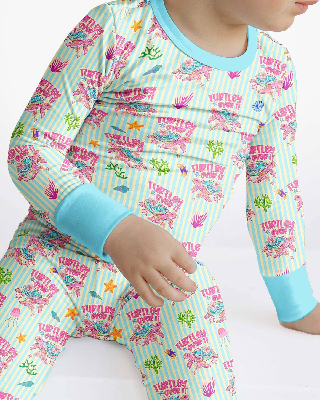 Turtley Over It Family Matching Bamboo Two Piece Long Sleeve Pajama Set