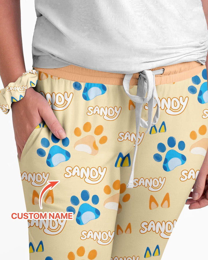 Custom Name Favourite Blue Dog Family Matching Bamboo Women Pajama Set
