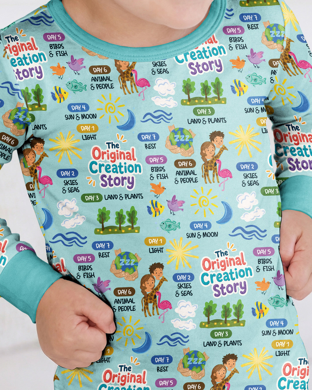 The Seven Days Of Creation Story Bamboo Two Piece Long Sleeve Pajama Set
