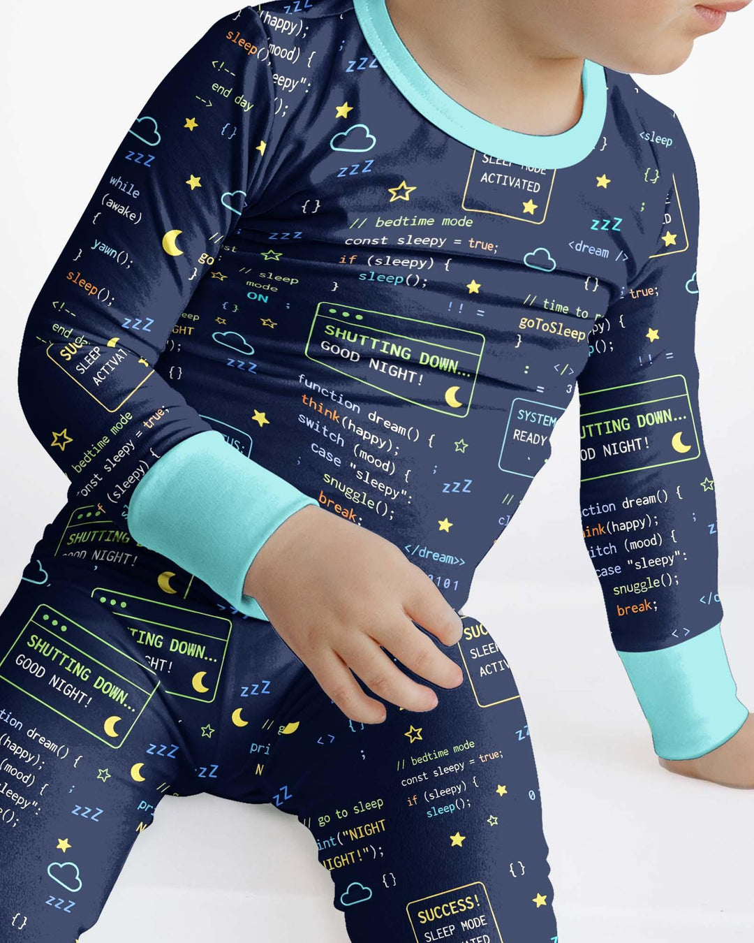 Pijama de dos piezas de bambú de manga larga para padre e hijo, con diseño de "It Techy Job Matching"