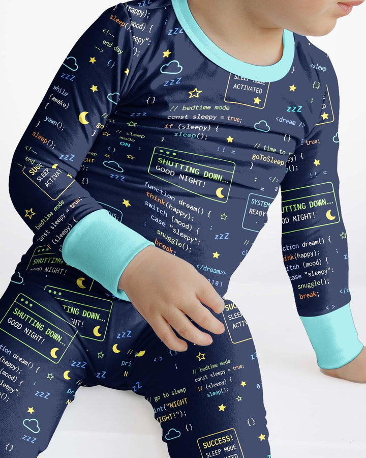 Pijama de dos piezas de bambú de manga larga para padre e hijo, con diseño de "It Techy Job Matching"