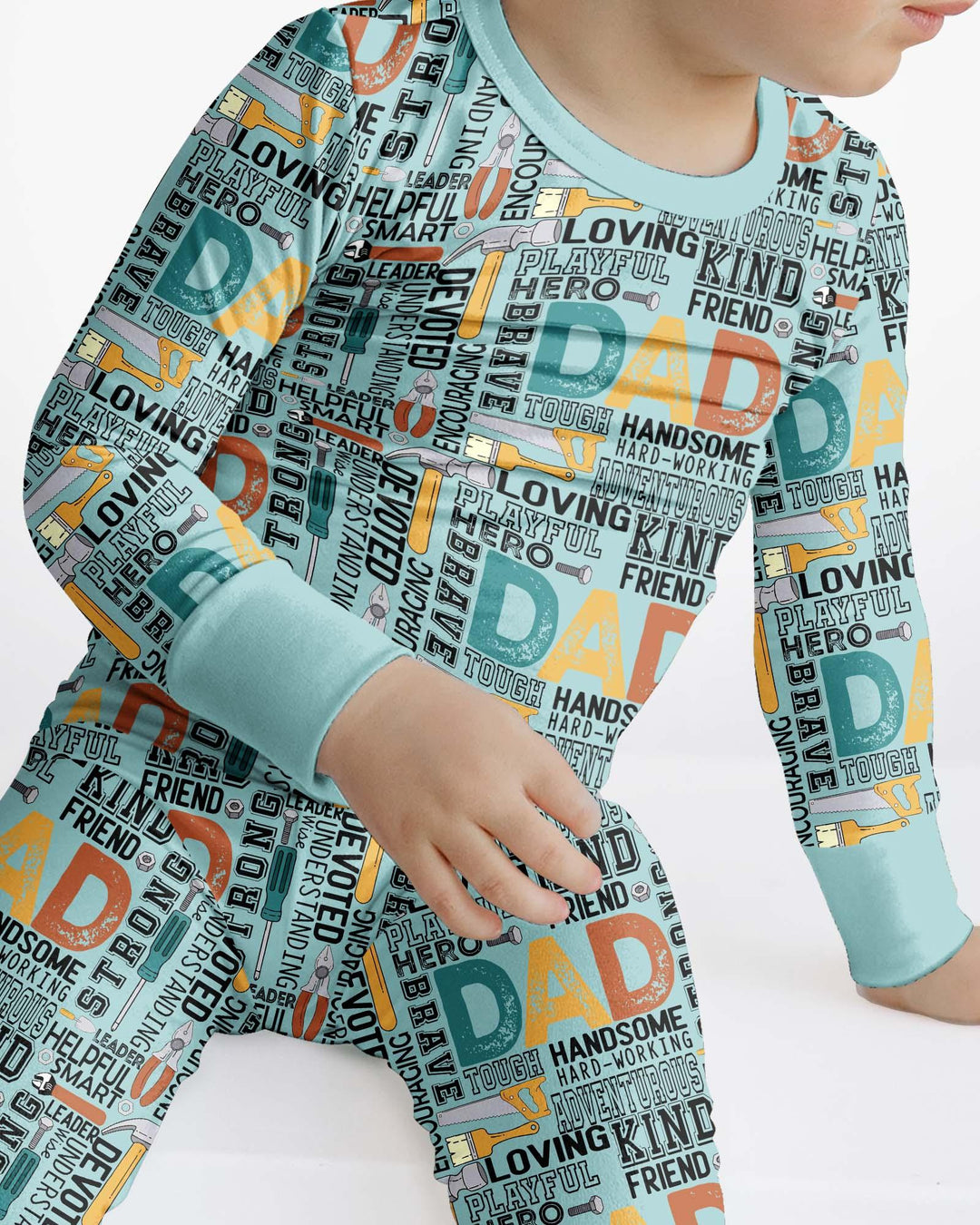 Dad Word Collage Bamboo Two Piece Long Sleeve Pajama Set